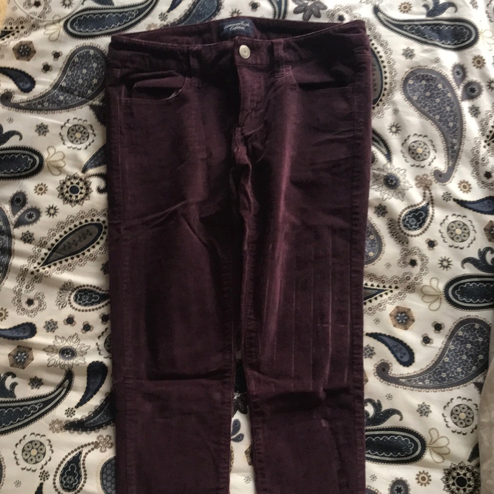 Plum corduroy skinny jeans